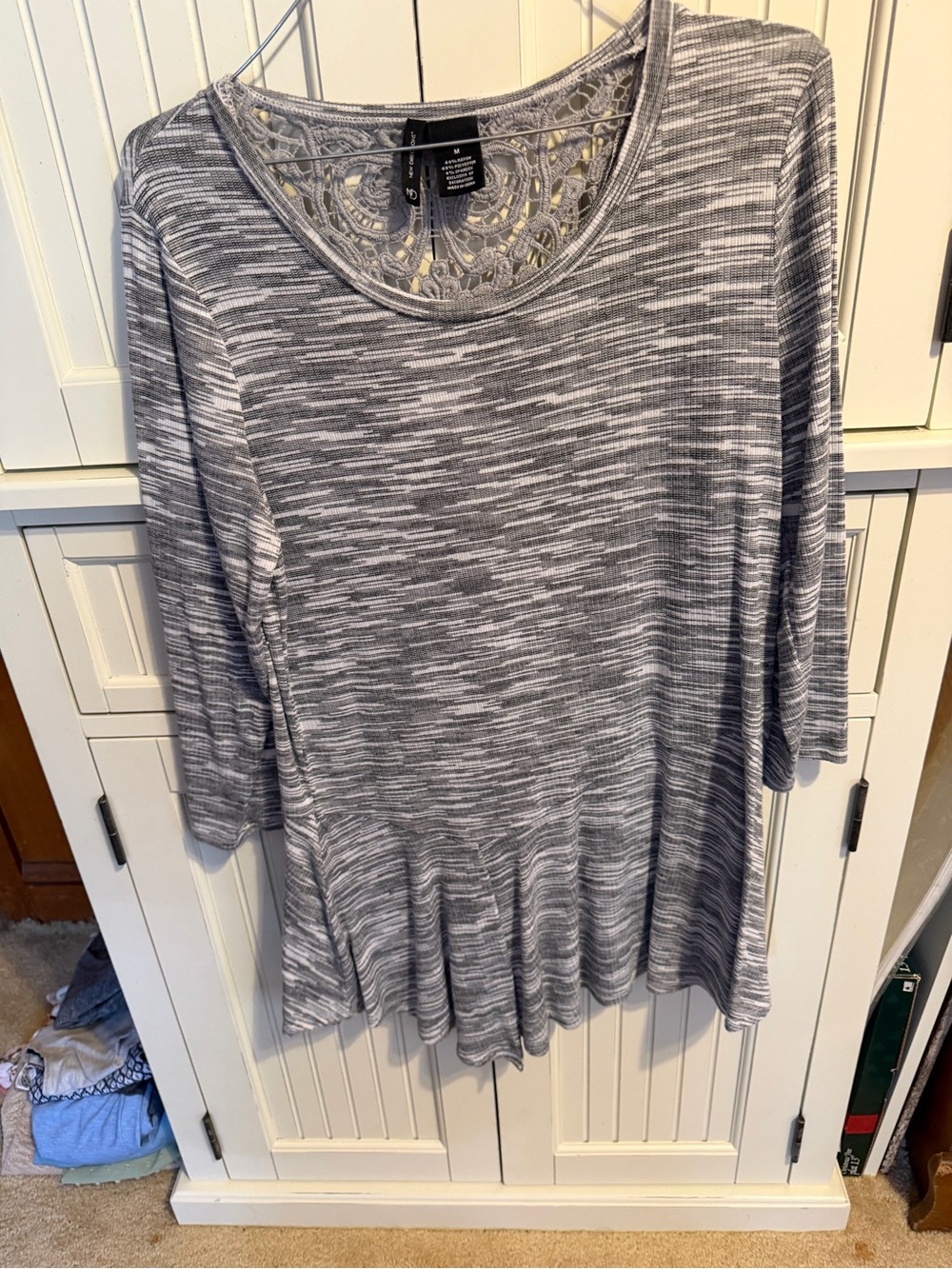 new directions Gray Space-Dye Tunic with Lace Back